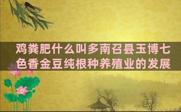 鸡粪肥什么叫多南召县玉博七色香金豆纯根种养殖业的发展